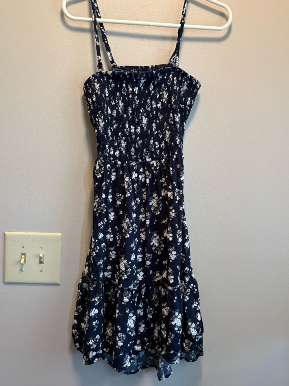 Navy Blue Floral Cutout Back Mini Dress | Size Small | NWT